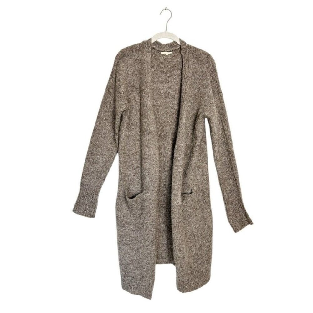 Mystree Long Sleeve Open Cardigan in Gray/Brown - Sz M